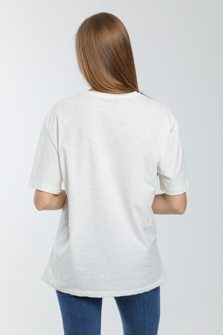 Süperlife Kadın Bisiklet Yaka Oversize Fit  Tişort SPR24TSk110