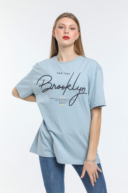 Süperlife Kadın Bisiklet Yaka Oversize Fit  Tişort SPR24TSk110