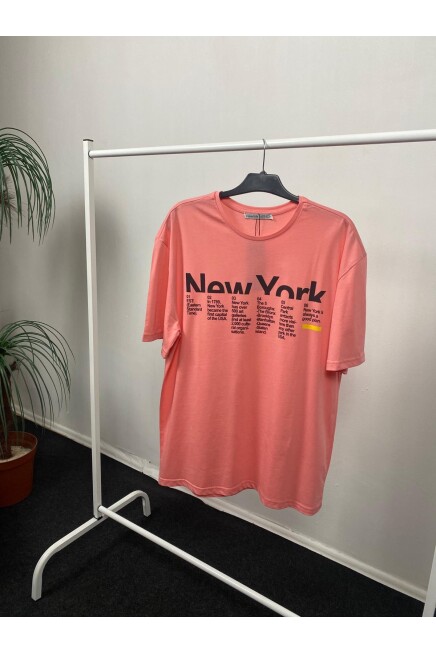 Süperlife Kadın Bisiklet Yaka Oversize Kalıp New York Baskılı Tişort SPR24TSk112