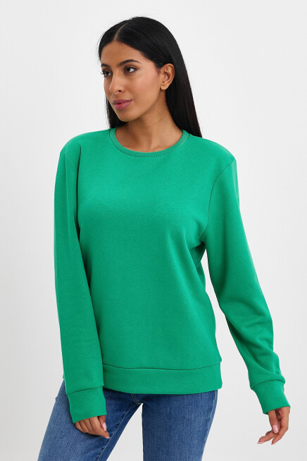 Süperlife Kadın Bisiklet Yaka Rahat Kalıp 3 iplik İçi Polarlı Kalın Sweatshirt SPR24SWK36
