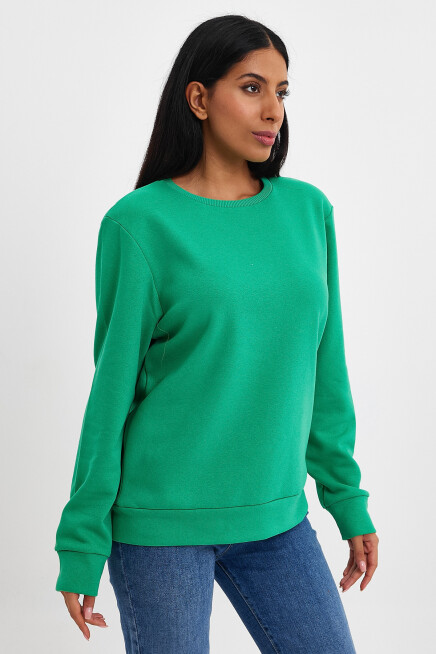 Süperlife Kadın Bisiklet Yaka Rahat Kalıp 3 iplik İçi Polarlı Kalın Sweatshirt SPR24SWK36