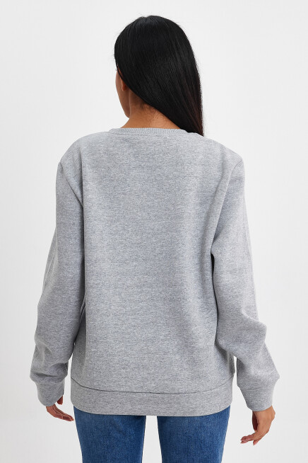 Süperlife Kadın Bisiklet Yaka Rahat Kalıp 3 iplik İçi Polarlı Kalın Sweatshirt SPR24SWK36