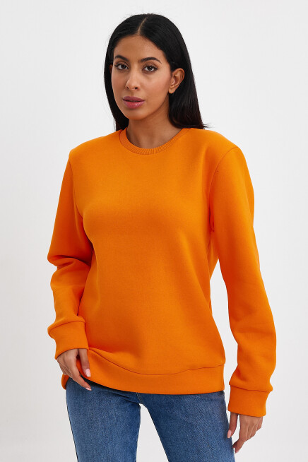 Süperlife Kadın Bisiklet Yaka Rahat Kalıp 3 iplik İçi Polarlı Kalın Sweatshirt SPR24SWK36