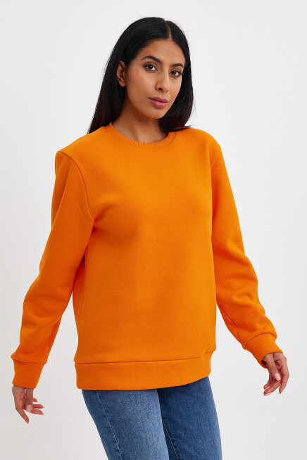 Süperlife Kadın Bisiklet Yaka Rahat Kalıp 3 iplik İçi Polarlı Kalın Sweatshirt SPR24SWK36