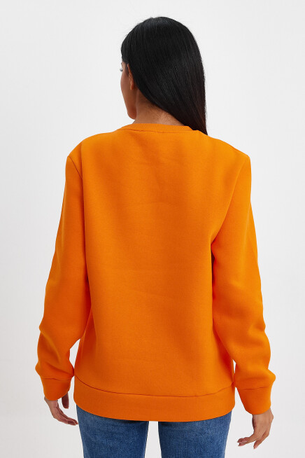 Süperlife Kadın Bisiklet Yaka Rahat Kalıp 3 iplik İçi Polarlı Kalın Sweatshirt SPR24SWK36