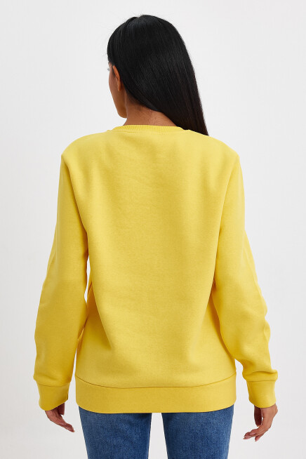 Süperlife Kadın Bisiklet Yaka Rahat Kalıp 3 iplik İçi Polarlı Kalın Sweatshirt SPR24SWK36