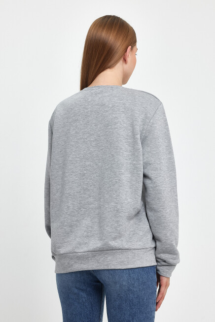 Süperlife Kadın Bisiklet Yaka Rahat Kalıp 3 iplik Kalın Californıa Baskılı  Sweatshirt SPR24SWK32