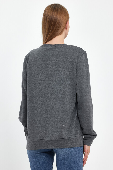 Süperlife Kadın Bisiklet Yaka Rahat Kalıp 3 iplik Kalın Californıa Baskılı  Sweatshirt SPR24SWK32