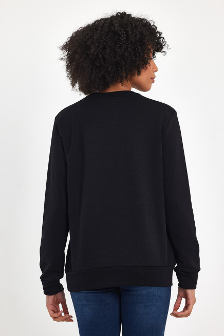 Süperlife Kadın Bisiklet Yaka Rahat Kalıp 3 iplik Kalın Garnili Sweatshirt SPR24SWK35