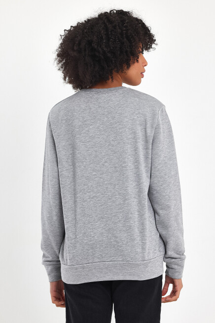 Süperlife Kadın Bisiklet Yaka Rahat Kalıp 3 iplik Kalın Garnili Sweatshirt SPR24SWK35