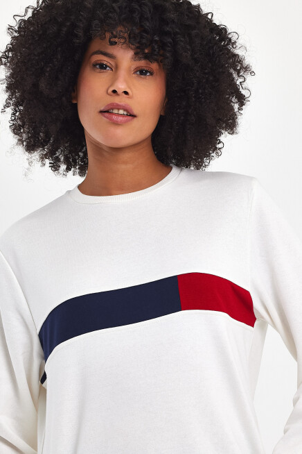 Süperlife Kadın Bisiklet Yaka Rahat Kalıp 3 iplik Kalın Garnili Sweatshirt SPR24SWK35