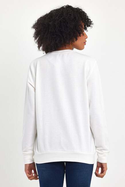 Süperlife Kadın Bisiklet Yaka Rahat Kalıp 3 iplik Kalın Garnili Sweatshirt SPR24SWK35