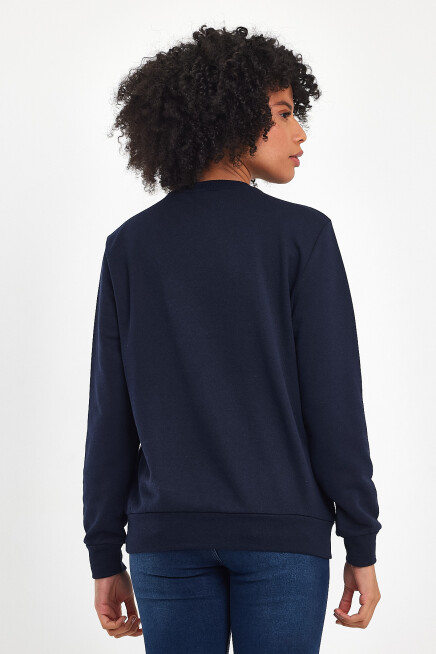 Süperlife Kadın Bisiklet Yaka Rahat Kalıp 3 iplik Kalın Garnili Sweatshirt SPR24SWK35