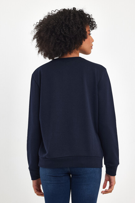 Süperlife Kadın Bisiklet Yaka Rahat Kalıp 3 iplik Kalın Tokyo Baskılı  Sweatshirt SPR24SWk30