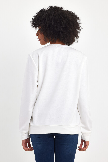 Süperlife Kadın Bisiklet Yaka Rahat Kalıp 3 iplik Kalın Tokyo Baskılı  Sweatshirt SPR24SWk30