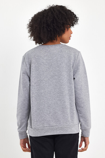 Süperlife Kadın Bisiklet Yaka Rahat Kalıp 3 iplik Kalın Tokyo Baskılı  Sweatshirt SPR24SWk30