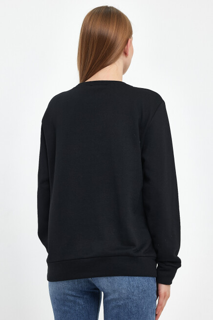 Süperlife Kadın Bisiklet Yaka Rahat Kalıp 3 iplik Kalın W.Brooklyn Baskılı  Sweatshirt SPR24SWK31