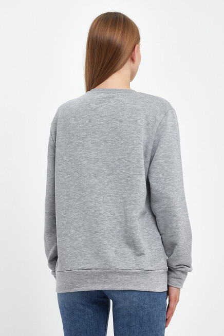 Süperlife Kadın Bisiklet Yaka Rahat Kalıp 3 iplik Kalın W.Brooklyn Baskılı  Sweatshirt SPR24SWK31