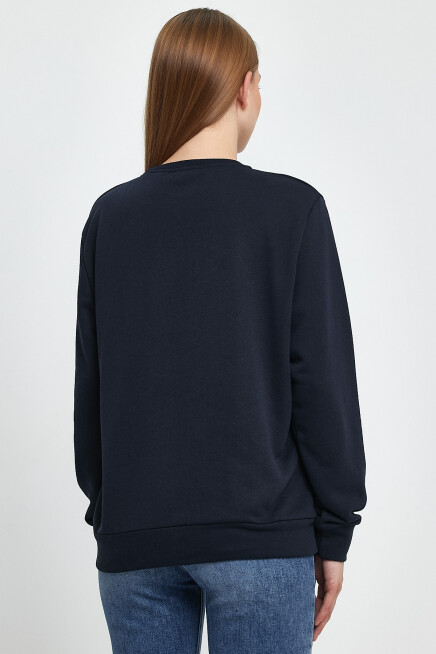 Süperlife Kadın Bisiklet Yaka Rahat Kalıp 3 iplik Kalın W.Brooklyn Baskılı  Sweatshirt SPR24SWK31