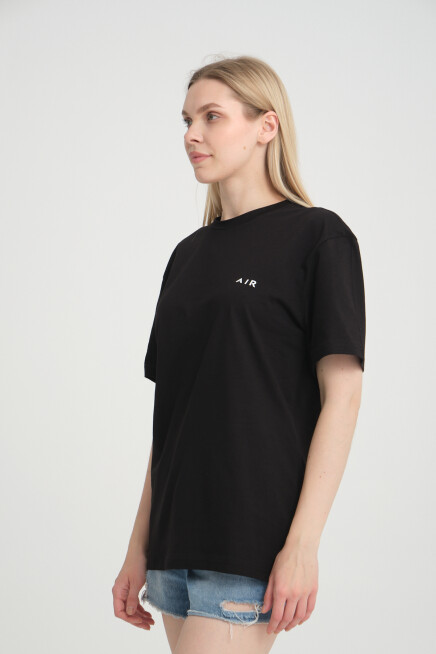 Süperlife Kadın Bisiklet Yaka Regular Fit  Air Baskılı Tişort SPR21YK23