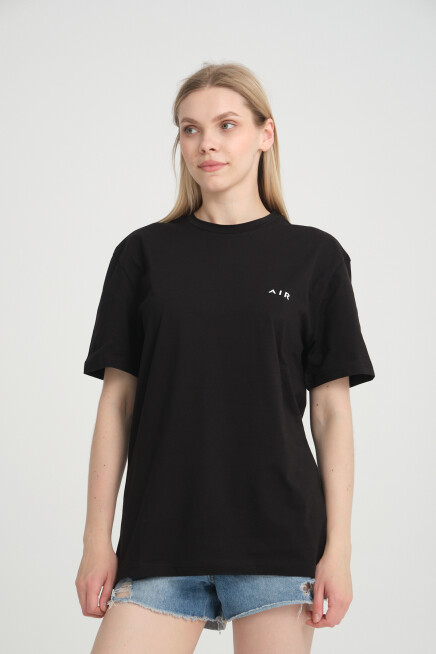 Süperlife Kadın Bisiklet Yaka Regular Fit  Air Baskılı Tişort SPR21YK23