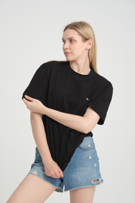 Süperlife Kadın Bisiklet Yaka Regular Fit  Air Baskılı Tişort SPR21YK23