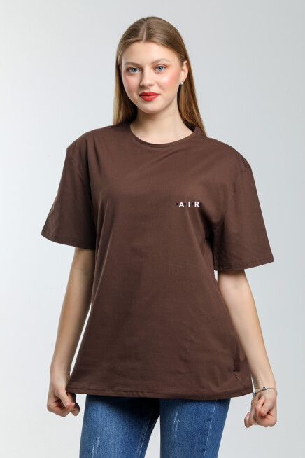 Süperlife Kadın Bisiklet Yaka Regular Fit  Air Baskılı Tişort SPR21YK23