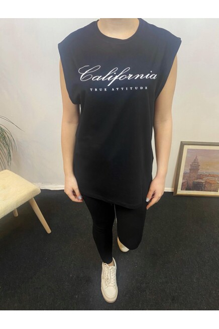 Süperlife Kadın Bisiklet Yaka Regular Fit  Californıa Baskılı Tişort SPR24ATK342