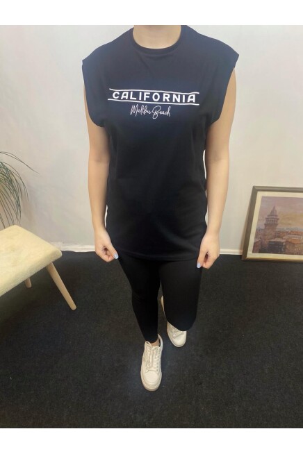 Süperlife Kadın Bisiklet Yaka Regular Fit Californıa Baskılı Tişort SPR24ATK343