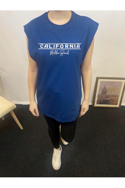 Süperlife Kadın Bisiklet Yaka Regular Fit Californıa Baskılı Tişort SPR24ATK343