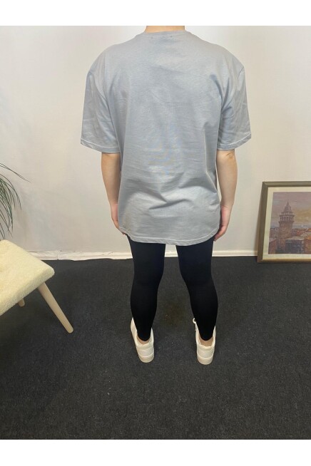 Süperlife Kadın Bisiklet Yaka Oversize Fit N Baskılı Tişort SPR24TSK113