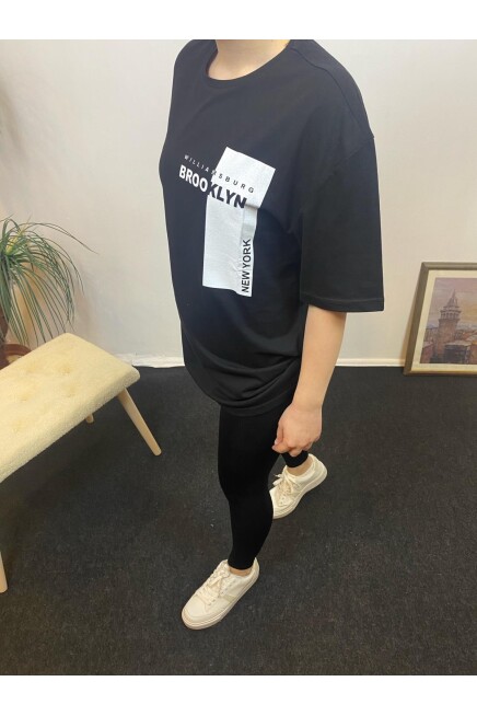Süperlife Kadın Bisiklet Yaka W.Brooklyn Baskılı Tişort  SPR21YK21