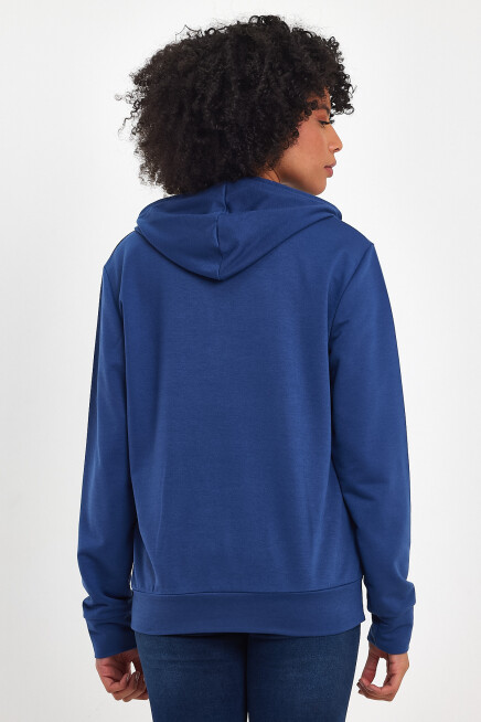 Süperlife Kadın Kapşonlu Oversize Fit Air Baskılı İnce Sweatshırt SPR22SWk162 