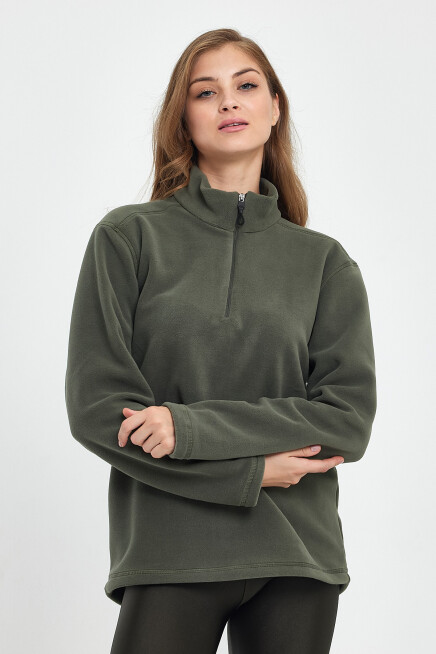 Süperlife Kadın  Rahat Kalıp Softech Polar Yarım Fermuarlı Sweatshırt spr24pwk20