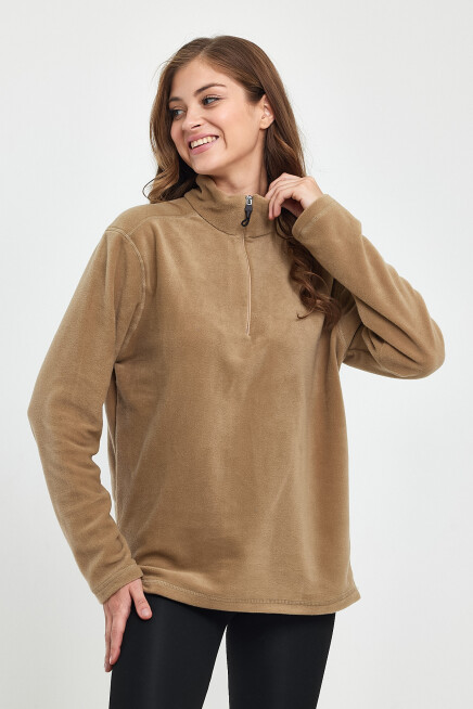 Süperlife Kadın  Rahat Kalıp Softech Polar Yarım Fermuarlı Sweatshırt spr24pwk20