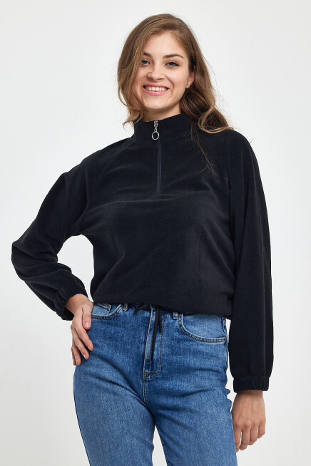 Süperlife Kadın Rahat Kalıp Softech Polar Yarım Fermuarlı Sweatshırt spr24pwk99