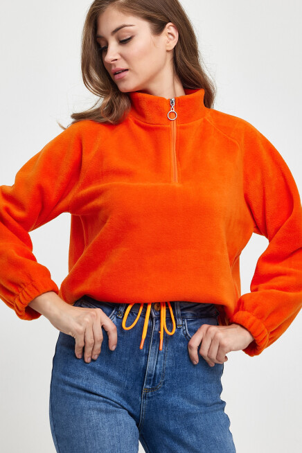 Süperlife Kadın Rahat Kalıp Softech Polar Yarım Fermuarlı Sweatshırt spr24pwk99