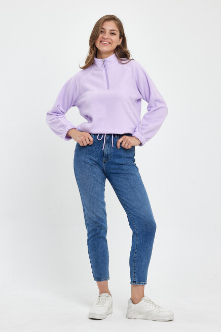 Süperlife Kadın Rahat Kalıp Softech Polar Yarım Fermuarlı Sweatshırt spr24pwk99