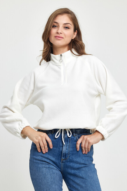 Süperlife Kadın Rahat Kalıp Softech Polar Yarım Fermuarlı Sweatshırt spr24pwk99