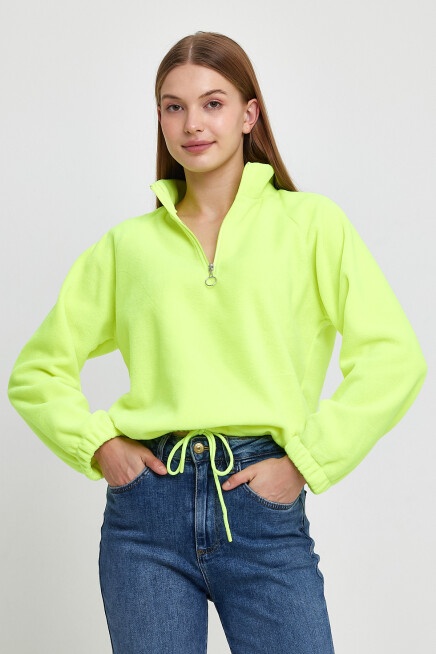 Süperlife Kadın Rahat Kalıp Softech Polar Yarım Fermuarlı Sweatshırt spr24pwk99
