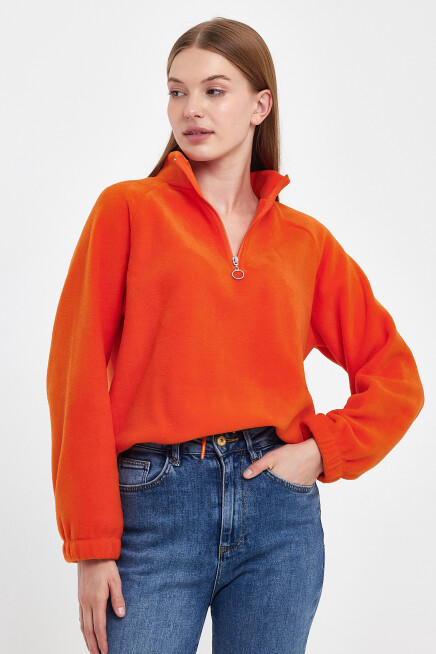 Süperlife Kadın Rahat Kalıp Softech Polar Yarım Fermuarlı Sweatshırt spr24pwk99