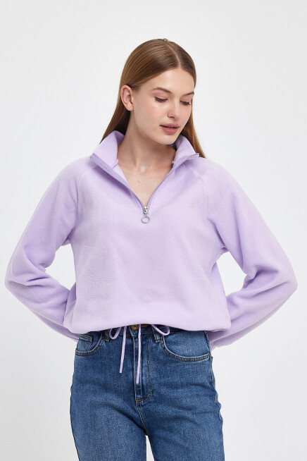 Süperlife Kadın Rahat Kalıp Softech Polar Yarım Fermuarlı Sweatshırt spr24pwk99