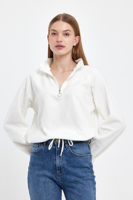Süperlife Kadın Rahat Kalıp Softech Polar Yarım Fermuarlı Sweatshırt spr24pwk99