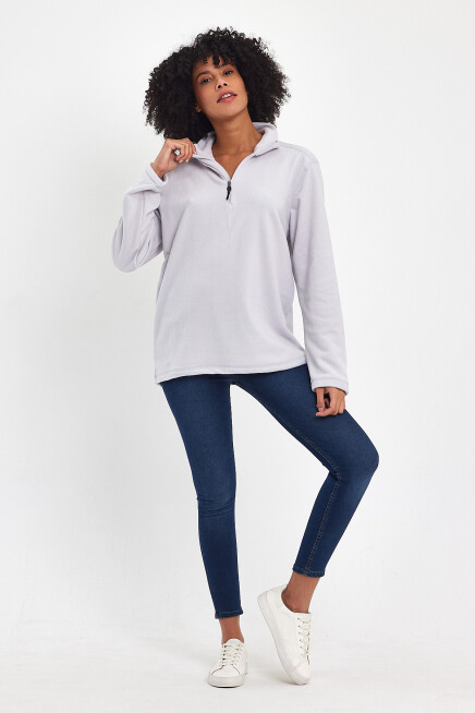 Süperlife Kadın  Rahat Kalıp Softech Polar Yarım Fermuarlı Sweatshırt spr24pwk20