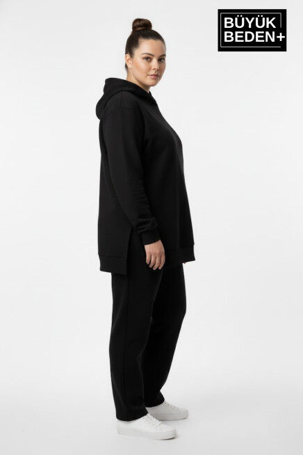 Büyük Beden Kapşonlu Tunik Sweatshırt  SPR26BTK991
