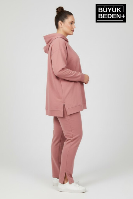 Büyük Beden Kapşonlu Tunik Sweatshırt  SPR26BTK991