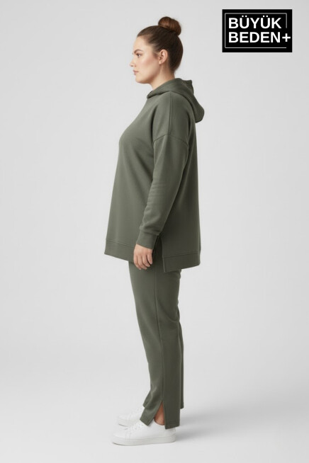 Büyük Beden Kapşonlu Tunik Sweatshırt  SPR26BTK991
