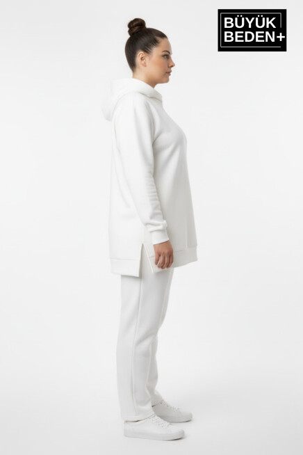Büyük Beden Kapşonlu Tunik Sweatshırt  SPR26BTK991