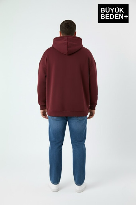 Erkek Büyük Beden AR Baskılı Kapüşonlu Sweatshirt SPR26BSW963