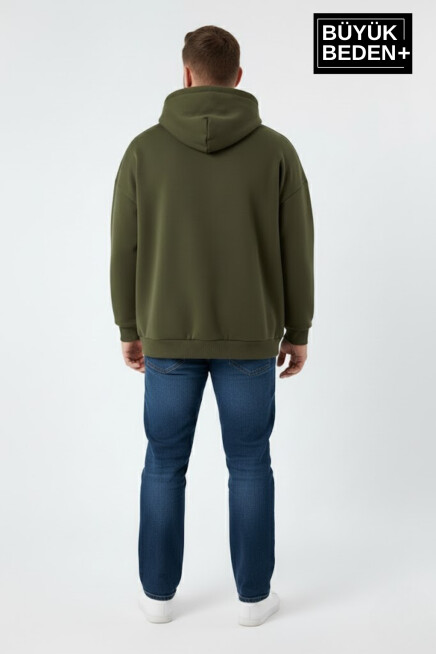 Erkek Büyük Beden AR Baskılı Kapüşonlu Sweatshirt SPR26BSW963